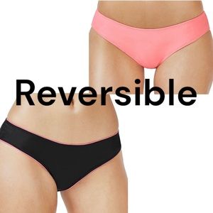 NWT $44.95 M Fabletics 
Olivia Reversible Bikini Bottom Medium Black Coral UV